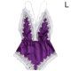 thumbnail image 1 of Lencería sexy Mujer Ropa interior con cuello en V profundo Body de malla de encaje para niña, Morado, L Sweethay XX000171-12, 1 of 7