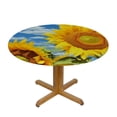 thumbnail image 3 of HAOXIT Round Table Cover Elastic Tablecloth Outdoor Beauty Sunflowers Cloud Flower Sky Suitable for Dining Table and Card Table 54-58, 3 of 8