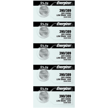 Energizer 390/389 - SR1130 Silver Oxide Button Battery 1.55V - 5 Pack