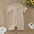 thumbnail image 4 of eileial Baby Boy Polo Romper Short Sleeve Solid Bodysuit Jumpsuit Collared Onsies Pique One-Piece Outfit,Khaki 6-12 Months, 4 of 6