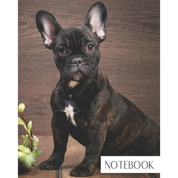 Large College Ruled Notebook: Cute Black French Bulldog Puppy (Paperback)
