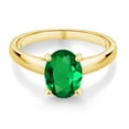thumbnail image 2 of Gem Stone King 1.50 Ct Oval Green Simulated Emerald 10K Yellow Gold Ring, 2 of 4