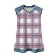 thumbnail image 6 of Uootdi Women's Sleeveless Tops Crew Neck Denim Panel Plaid Print Tops Casual Soft Waffle Knit Blouses Gift, 6 of 7