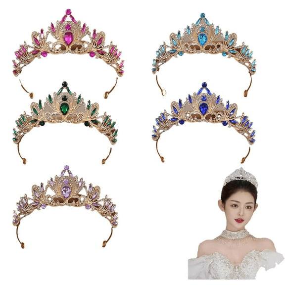 Yoyauz Women's Gold Crown Crystal Princess Tiara Crystal Queen's Crown Wedding, Bridal Hair Ornament Birthday Prom, Beauty Pageant Party Barmitzvah Rite of Passage, Photo Props