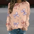 thumbnail image 2 of YUGYXL Pink Bows Sweatshirt for Women Plus Size Loose Blouse Crewneck Fall Winter Fashion Outfits Tops for Women Orange L, 2 of 5