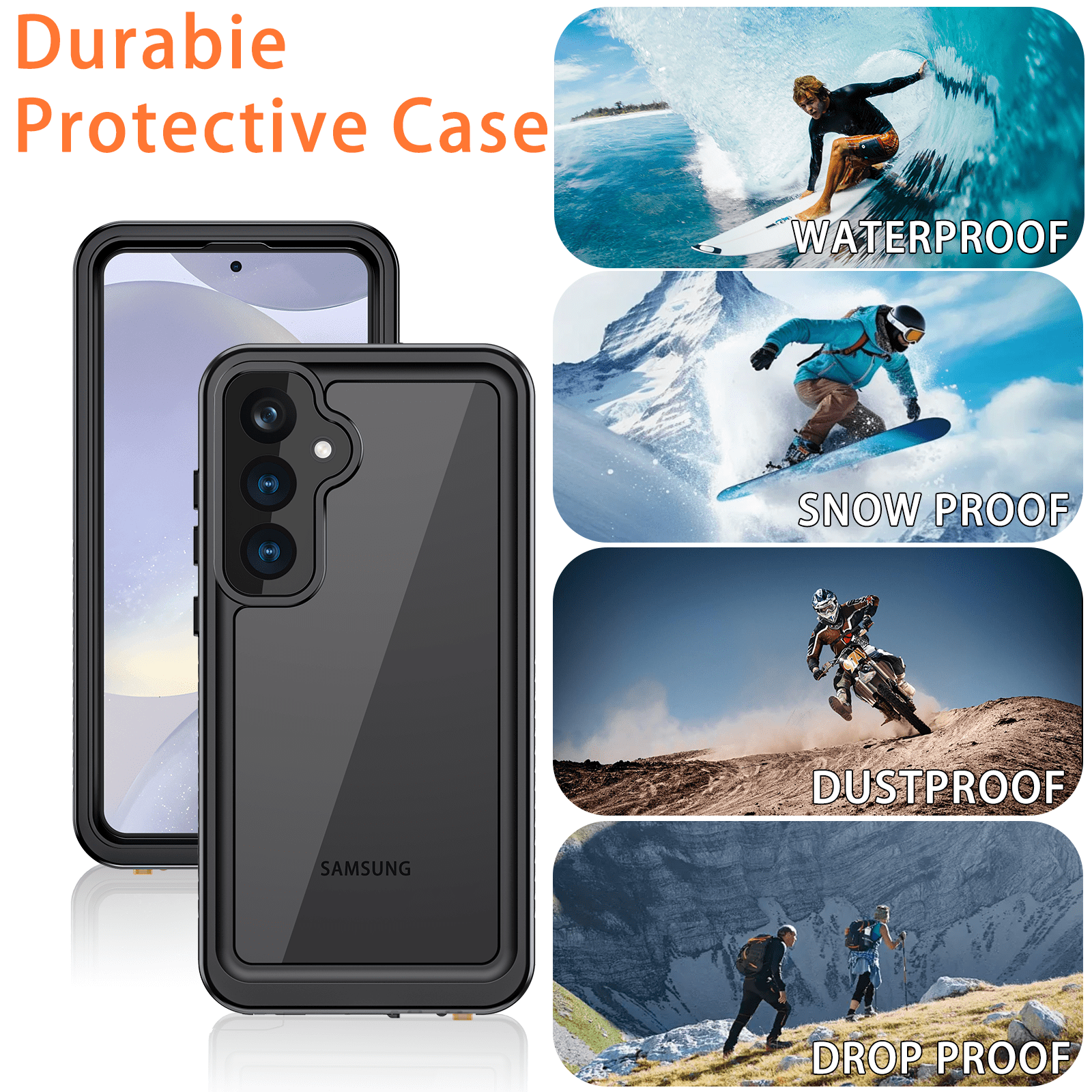 Casetego For Samsung Galaxy S24 Plus Case,IP68 Waterproof 14FT Underwater Dustproof Shockproof Rugged with Built-in Screen Protector Full Protect Phone Cover with Lanyard,Black