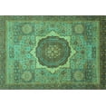 thumbnail image 1 of Ahgly Company Machine Washable Indoor Rectangle Oriental Turquoise Blue Modern Area Rugs, 5' x 7', 1 of 4