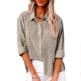 thumbnail image 2 of Womens Cotton Linen Button Down Shirts 2026 Spring Casual Long Sleeve Tees Solid Color Loose Work Tops Pockets Dressy Lightweight Comfy Outfits Going Out Tops Ladies Fashion Trendy, 2 of 8