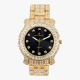 thumbnail image 2 of Charles Raymond Blinged Out Round Hip Hop Luxury Iced out Mens Wristwatch w/Blinged Out Cuban Bracelet - L0504DXB Cuban (Gold Black Panther), 2 of 8