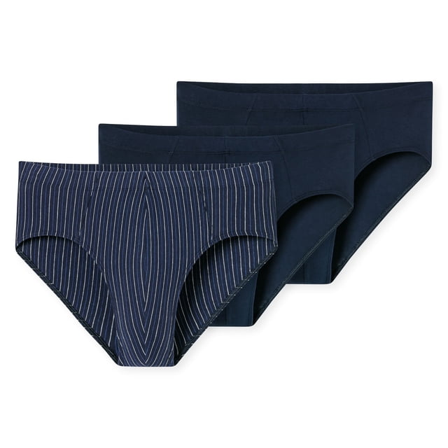SCHIESSER Braguitas para hombre, paquete de 3 - «95/5», supermini, algodón elástico, lisas/rayadas Azul L (Large)