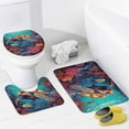 thumbnail image 4 of Ocean Turtle Shower Curtain Set for Bathroom, 4Pcs Animals Nature Sea Colorful Fish Bathroom Sets with Non Slip Rugs, Toilet Lid Cover, Bath Mat, Shower Curtain, Bathroom Decor, 4 of 8