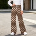 thumbnail image 6 of hotojiny Girls Wide Leg Sweatpants Polka Dot Print Baggy Pant with Drawstring Casual Elastic Waist Loose Athletic Pants(Brown,11-12 Years), 6 of 6