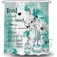 thumbnail image 4 of Rustic Farmhouse Shower Curtain, Farm Teal Daisy Bible Verse Inspirational Motivational Quote Bath Curtains, Country Wooden Turquoise Blue Bathroom Shower Curtains with Hooks, 72X72IN, 4 of 6