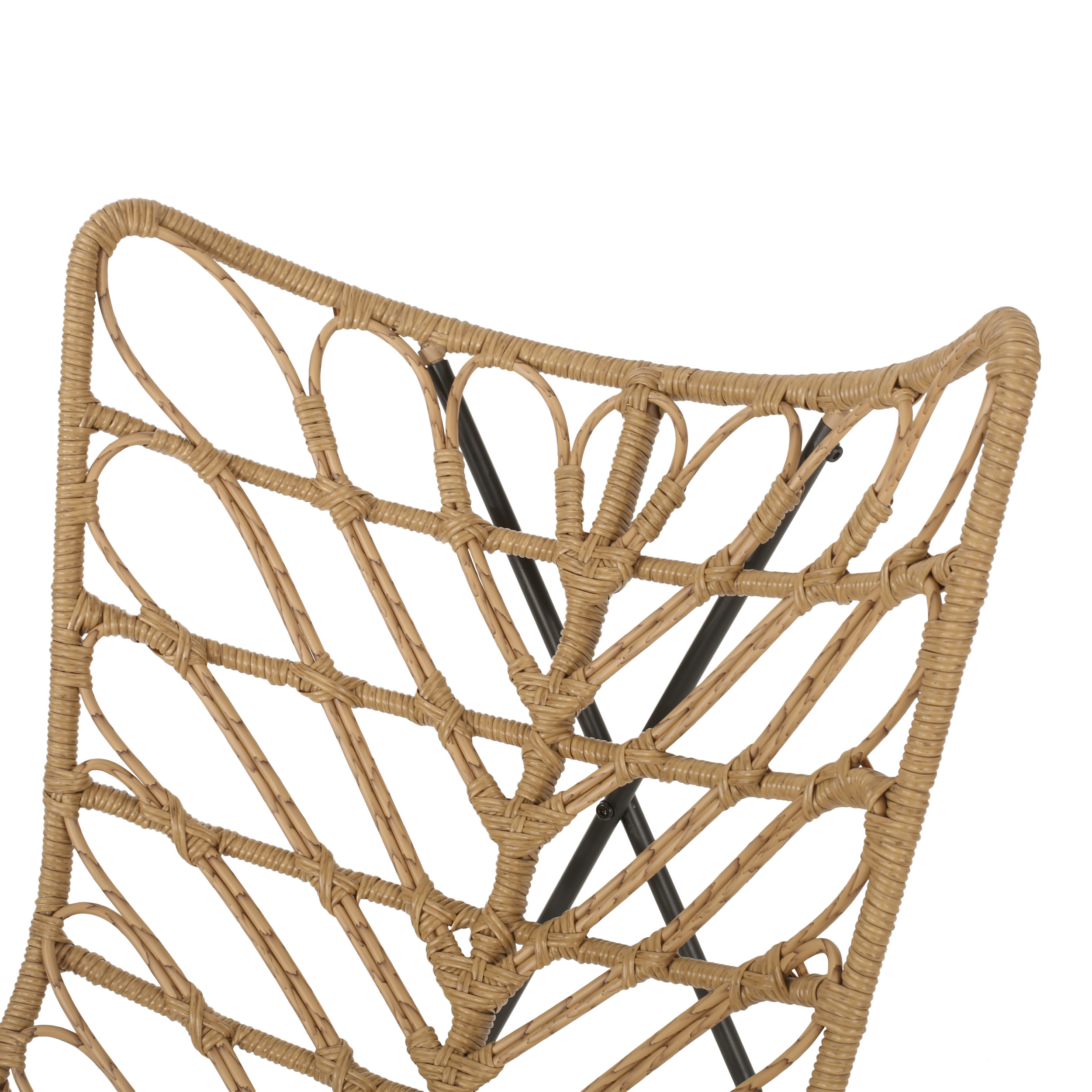 Broxon Wicker Outdoor Accent Chairs, Set of 2, Light Brown and Black