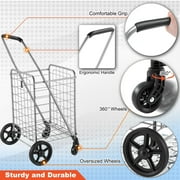 Wellmax WM99024S Grocery Utility Shopping Cart, Easily Collapsible and Portable to Save Space and Heavy Duty, Light Weight Trolley with Rolling Swivel Wheels
