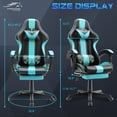thumbnail image 6 of SOONTRANS Blue Gaming Chair, Ergonomic Gamer Game Chair with Footrest & Massage Lumbar Pillow, High Back Reclining Office Computer Chair for Adult, 6 of 8