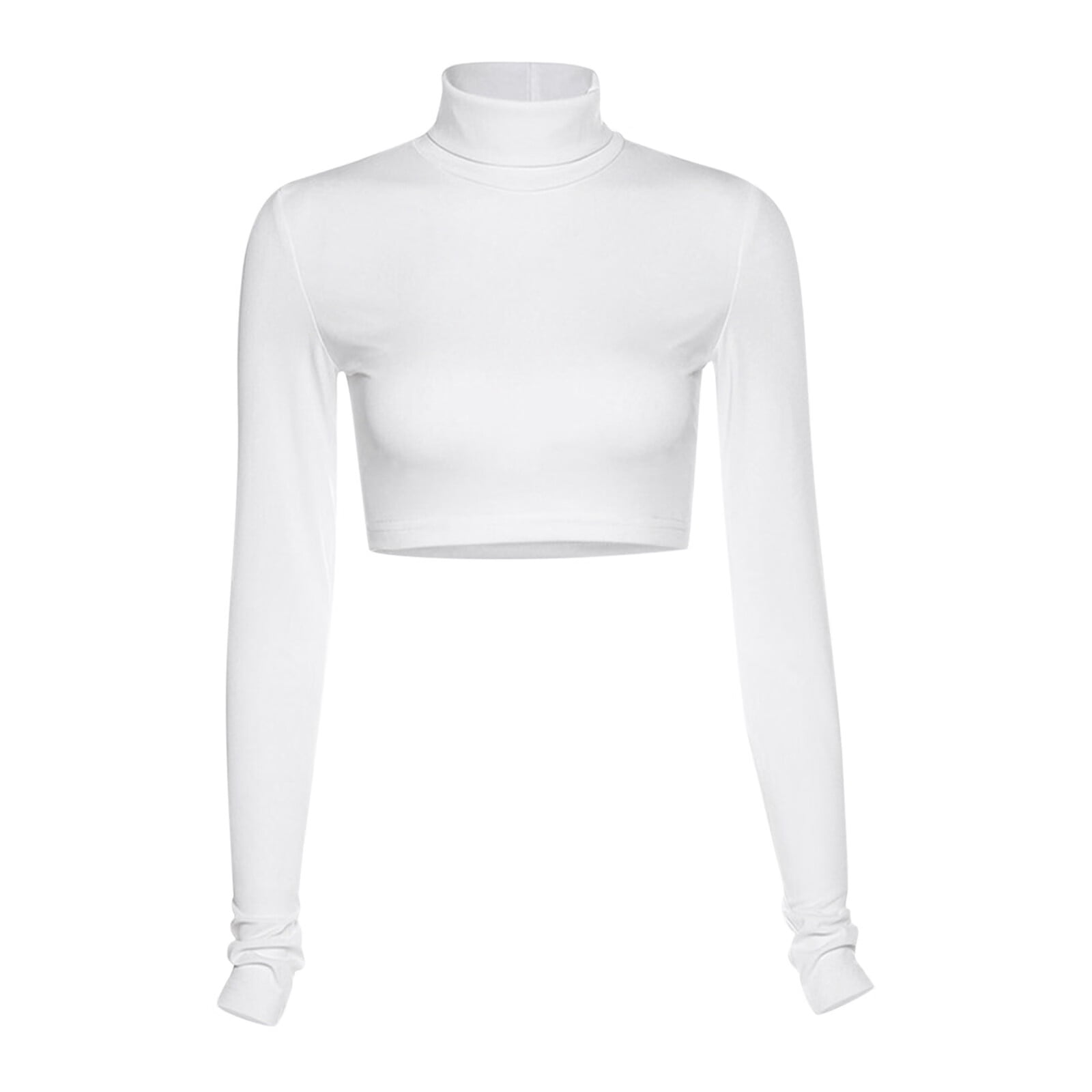 women long sleeve crop top turtleneck sexy cropped tops shirt