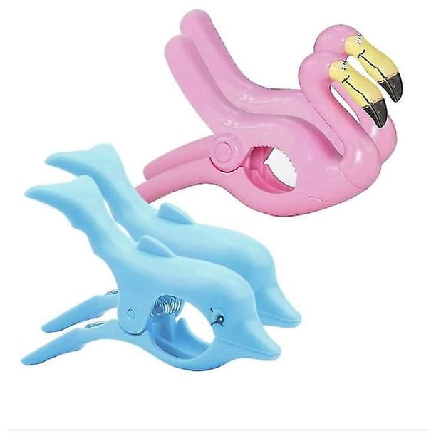 Pinzas para toallas de playa TANGJMXG 4 piezas flamenco delfín