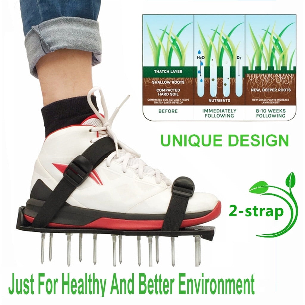 Grass Sod Oxygeniser Spiked Shoes Aerator Thongs Garden Lawn Care Aerating Tools 