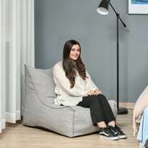 HOMCOM Bean Bag Chair, Stuffed Large Lounger for Indoors, Includes Washable Cover, Side Pockets and Backrest, for Kids and Adults, Grey