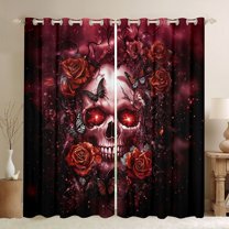 Castle Fairy Floral Butterflies Black Out Curtains for Boys Girls,Gothic Floral Rose Skull Curtains Pack of 2 (42x63 Each),Abstract Gradient Bedroom Curtains,Lightweight Room Decor