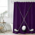 thumbnail image 5 of Polyester Fabric Golf Ball Club Shower Curtain, Sports Abstract Vintage Purple Waterproof Bathtub Curtain Bathroom Decor Set with Hooks 72 x 72 Inches, 5 of 5