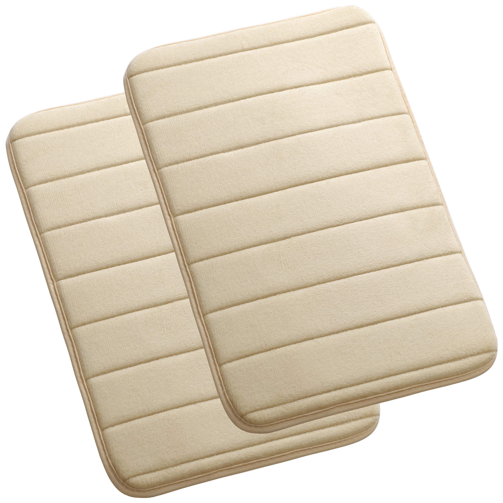 Unique Bargains 2Pcs Soft Memory Foam Bath Mat 17 x 24 Non Skid Beige