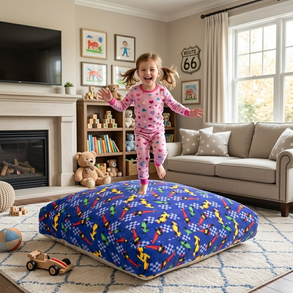 Sensory Crash Pad for Kids & Adults,Soft Landing Crash Mat with Foam Blocks,Removable and Washable Cover,Non-Slip Bottom for Jumping, Relaxing & Play,36" x 36"