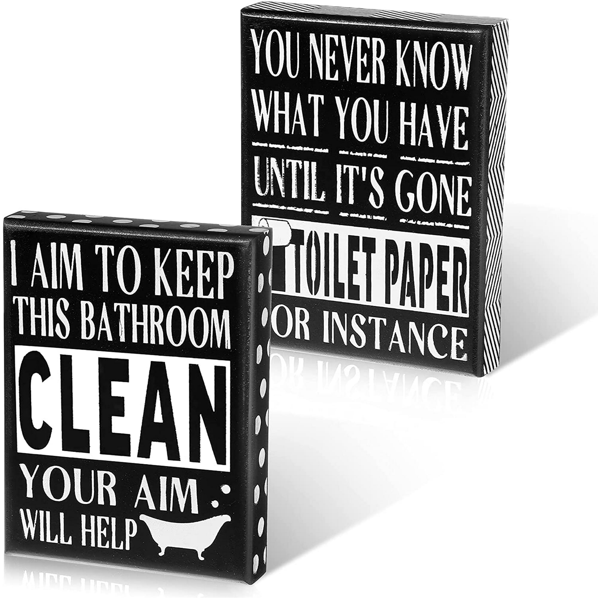 2 Pieces Bathroom Wooden Box Sign Funny Farmhouse Bathroom Signs, You Never Know What You Have Until It's Gone, I Aim to Keep This Bathroom Clean Your Aim Will Help Rustic Box 2 Pieces Bathroom Wooden Box Sign Funny Farmhouse Bathroom Signs, You Never Know What You Have Until It's Gone, I Aim to Keep This Bathroom Clean Your Aim Will Help Rustic Box