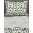 thumbnail image 3 of Floral Comforter & Sham Bedding Set, Nature Themed Pattern with Outline Tropical Flower Petals, 3 pcs Duvet Set Microfiber Filling Quilt, 5 Sizes, Apple Green Olive Green, by Ambesonne, 3 of 4