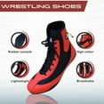 thumbnail image 3 of Professional Boxing Shoes Breathable Wrestling Shoes, Training Shoe for Adult & Youth Men Women Non Slip Rubber Sole Lightweight Boots (Red & Black, 10), 3 of 6