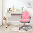 thumbnail image 3 of Gymax Enfants Table de Dessin Réglable en Hauteur Bureau d'Étude et Chaise W / Étagère Rose, 3 of 10