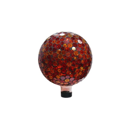 10 Inch Mosaic Gazing Ball - Red/Yellow
