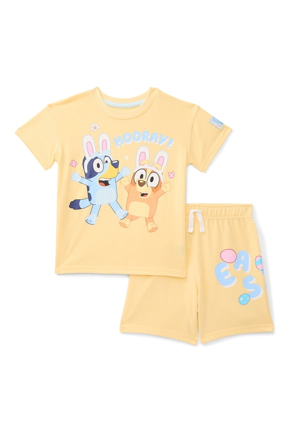 Bluey Toddler Easter Graphic Print Tee and Shorts Set, 2-Piece, Sizes 12 Months-5T