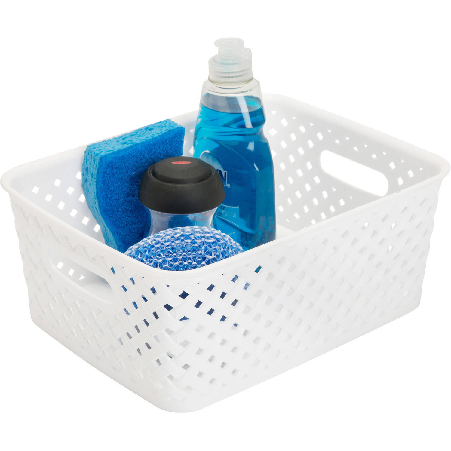 Simplify Small Resin Wicker Storage Basket in White (10 x 8 x 4") - image 3 of 5