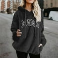 thumbnail image 2 of CFLVAEK Fuzzy Fleece Hoodies for Women Plus Size Mama Letter Graphic Hoodie Oversized Long Sleeve Hooded Pullovers Fall Winter Thermal Sweatshirts Black XXXL, 2 of 5