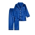 thumbnail image 2 of NMMUED Christmas Family Pajamas Matching Sets Christmas Pjs for Family Lounge Wear Christmas Vacation Pajamas Satin Pajamas Matching Lounge Set 2 Piece Lounge Set Blue 150, 2 of 6
