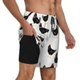 thumbnail image 3 of Picia Funny Chicken pattern Mens Swim Trunks with Compression Liner Stretch Beach Shorts Quick Dry with Zipper Pockets No-Chafing Board Shorts-Small, 3 of 9