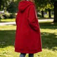 thumbnail image 5 of Oversize Winter Coats for Women, Women's Fashion Large Size Solid Color Zipper Hooded Plus Velvet Thickened Long Sleeve Jacket Red M, 5 of 6