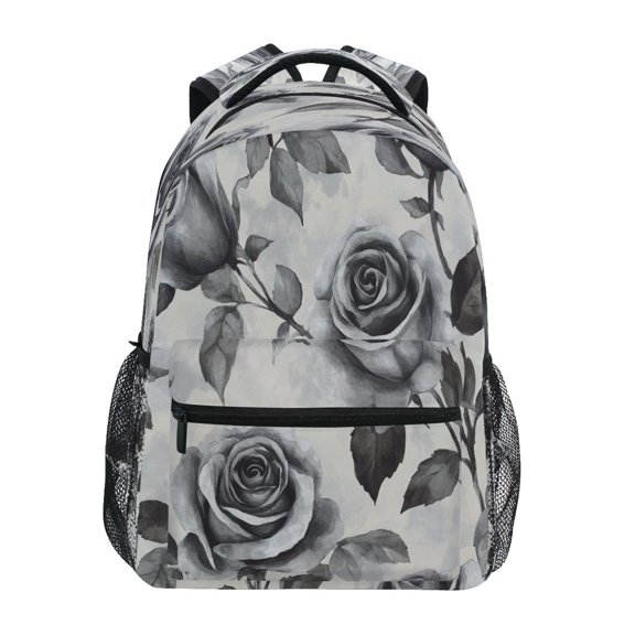 Backpack 16x11.4x6.9 Inches Fashion Backpack Shopping Travel Outing Backpack Gray Roses Seamless