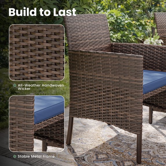 ELPOSUN 5 Piece Patio Furniture Set, Outdoor Conversation Rattan Chair with Ottomans/Storage Coffee Table for Patio,Balcony ,Poolside Deck, Navy