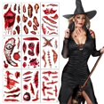 thumbnail image 1 of Halloween Tattoos For Adults,Fake Zombie Prank Makeup Stitches Scars Cuts Stickers Wound Realistic Pattern Vampire Bite Marks Kids Clown Bloody Props, 1 of 4