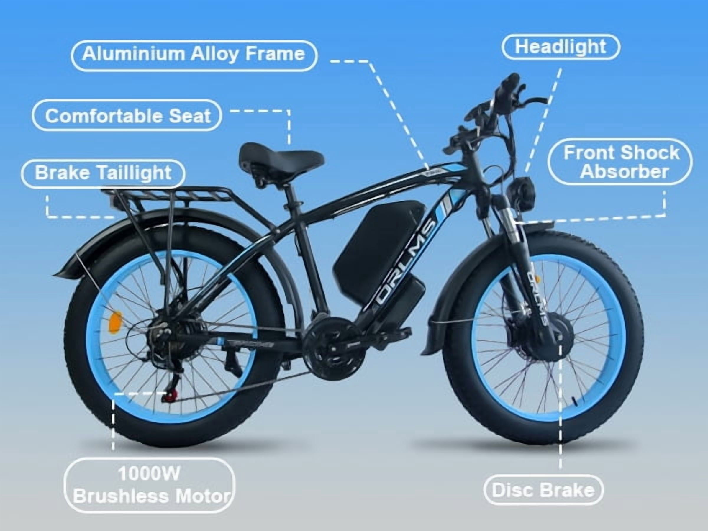 6000W Peak Dual Motor Ebike, 60V 25AH Battery Electric Bike for Adults,AWD 21-Speed 50MPH Mountain Snow E-Bike with 26" x 4.0 Fat Tire, Long Range Mountain Dirt Bike for Off-Road Snow Sand