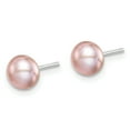 thumbnail image 2 of Sterling Silver 6-7mm Purple Freshwater Cultured Button Pearl Stud Earrings, 2 of 3