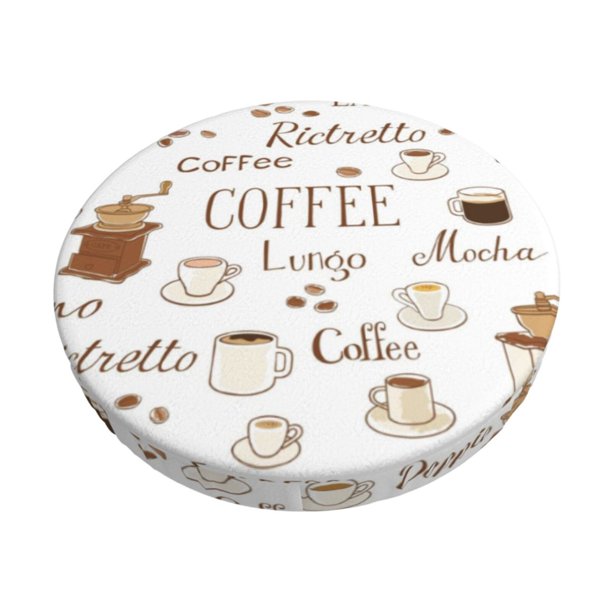 Disketp Coffee Funda Redonda para Taburete, Funda de Cojín para Silla de Bar Suave y Elástica-14 inch