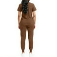 thumbnail image 3 of Fabrcox 2 Piece Scrub Sets for Women Summer Short Sleeve Nurse Tops Long Jogger Pants with Pockets Casual Soft Medical Nursing Uniforms Set Brown L, 3 of 3