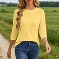 thumbnail image 4 of Neewe Sweaters for Women Plain 3/4 Sleeve Tops Round Neck Loose Casual Tunic Casual Pullover Daily, 4 of 7