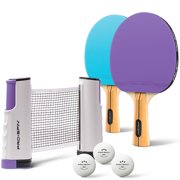 PRO SPIN All-In-One Ping Pong Set - Retractable Ping Pong Net for Any Table (72), High-Quality Ping Pong Paddles and Balls, Storage Case - Portable Table Tennis Gifts for Boys & Girls (2-Player Set)