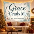 thumbnail image 3 of Grace Leads Me Faith Text with Floral Frame Serene Vintage Style for Spiritual Decor Lovers Inspirational Faith Wall Art Mother's Day Gift Tapestry Wall Hanging for Bedroom Living Room, 3 of 7