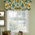 thumbnail image 3 of Yellow Lemon Curtain Valances for Windows, Kitchen Valance Window Treatments Panel 2 Pack, Summer Fruit Floral Blue Stripe Burlap Rod Pocket Short Curtains for Bathroom Bedroom 42 x 18 Inch, 3 of 8